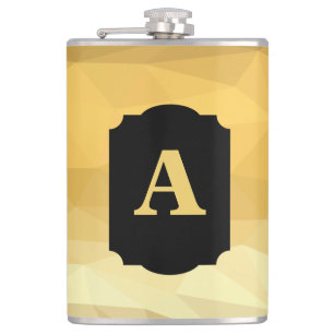 Gold metallic black luxury personalized monogram  hip flask