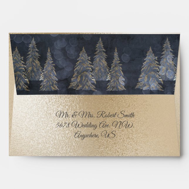Gold Metallic Blue Elegant  Envelope (Back (Top Flap))