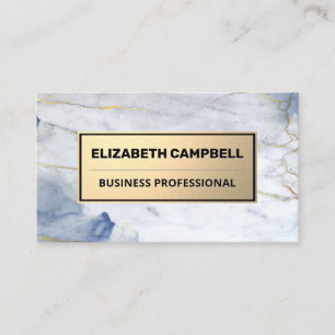 Gold Metallic   Blue Marble Texture Business Card