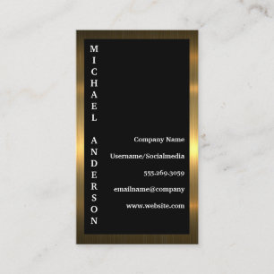 Gold Metallic Border Black Background Business Card