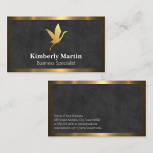 Gold Metallic Border   Black Texture Background Business Card