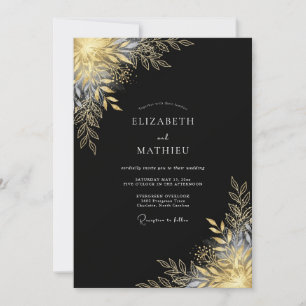 Gold Metallic Botanical Romance Wedding Invitation