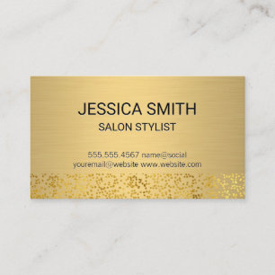 Gold Metallic Brushed   Gold Foil Flake Pattern Business Card