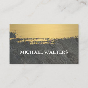 Gold Metallic Brushed   Slate Business Card