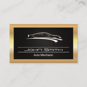 Gold Metallic Carbon Pattern   Auto Logo Business Card