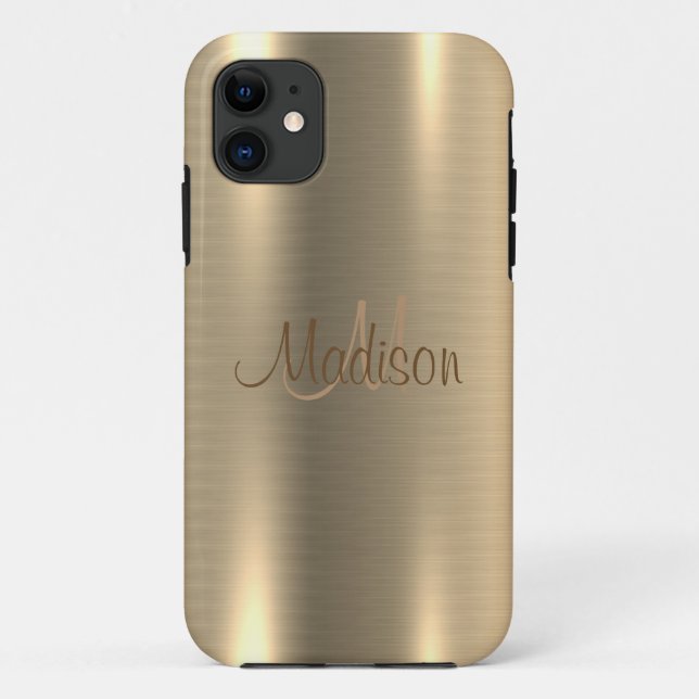 Gold Metallic Chic Elegant Chic Personalize Case-Mate iPhone Case (Back)