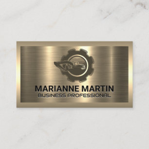 Gold Metallic   Construction Logo Business Card