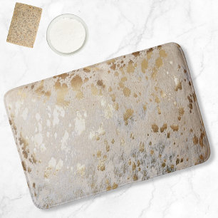 Gold Metallic Cowhide Print   Luxurious Bath Mat