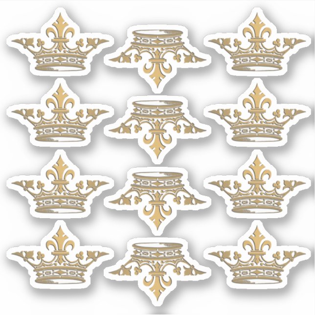 Gold Metallic Crown Fleur de Lis Formal Wedding  (Front)