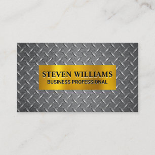 Gold Metallic   Diamond Plated Steel Pattern Business Card