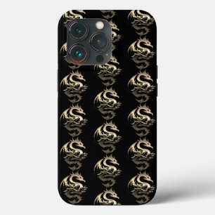 Gold Metallic Dragon Pattern iPhone 13 Pro Case