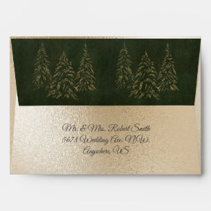 Gold Metallic Fairy Light Elegant Pine Wedding Envelope