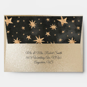 Gold Metallic Fairy Lights Elegant Stars Wedding Envelope