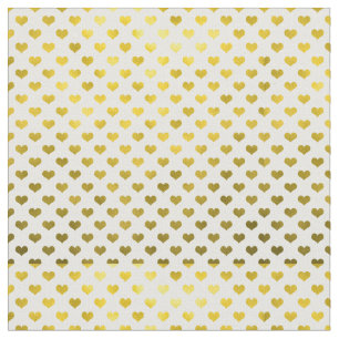 Gold Metallic Faux Foil Hearts Polka Dot Heart Fabric