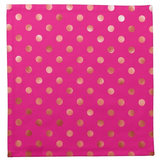 Gold Metallic Faux Foil Polka Dot Pink Background Napkin