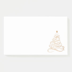 Gold Metallic Filigree Christmas Tree Minimalist Post-it Notes