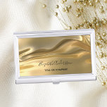 Gold metallic fluid name business card holder<br><div class="desc">Elegant,  glamourous fluid faux gold metallic background. Personalize and add your name and title.</div>