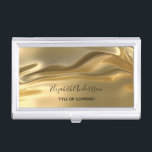 Gold metallic fluid name business card holder<br><div class="desc">Elegant,  glamourous fluid faux gold metallic background. Personalize and add your name and title.</div>