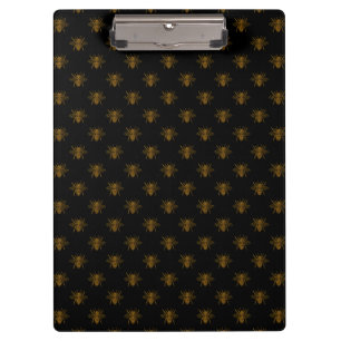 Gold Metallic Foil Bees on Black Clipboard