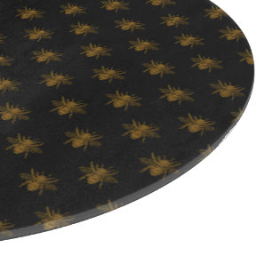 Gold Metallic Foil Bees on Black Cutting Board