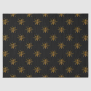 Gold Metallic Foil Bees on Black Tissue Paper