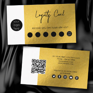 Gold Metallic Foil Business Logo QR Code Loyalty Business Card