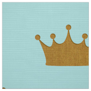 Gold Metallic Foil Crown Royal Teal Aqua Modern Fabric