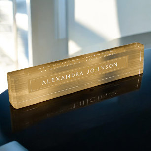 Gold Metallic Foil Modern Elegant Business Nameplate