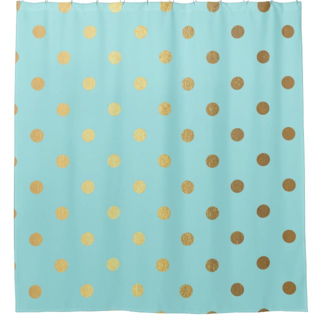 Gold Metallic Foil Polka Dots Teal Aqua Modern (Front)
