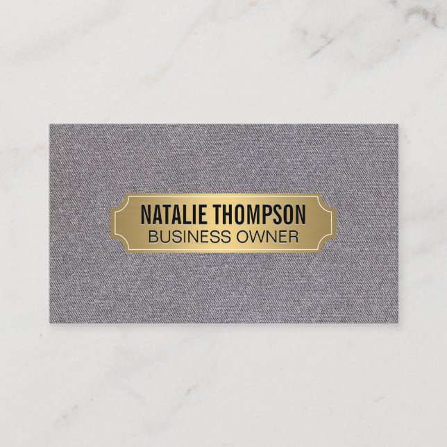 Gold Metallic Frame Silver | Linen Business Card (Front)