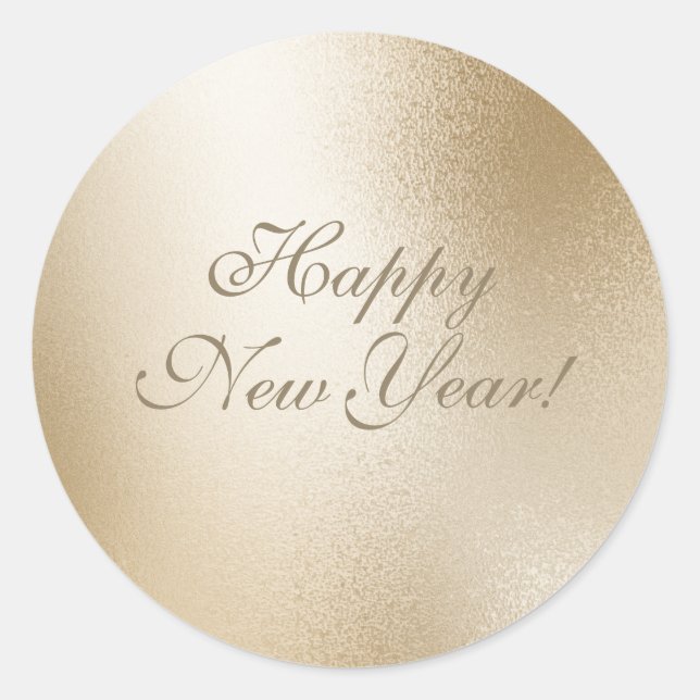 Gold Metallic Glitter Drip Elegant Happy New Year  Classic Round Sticker (Front)