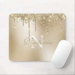 Gold Metallic Glitter Drip Monogram Elegant  Mouse Pad<br><div class="desc">Faux gold metallic background with elegant faux glitter drip. Add your name and monogram and make this sweet mouse pad your own. I love how beautiful this mouse pad looks. Great for the girly girl. Every girl needs a little glitter in her life. This mouse pad will make your life...</div>
