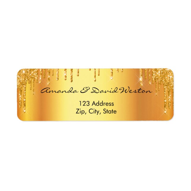 Gold metallic glitter return address (Front)