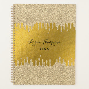 Gold Metallic Golden Drips Signature Script Planner