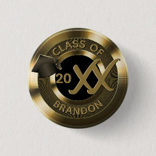 Gold Metallic Graduation Class Of 1 Inch Round Button