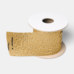 Gold Metallic Happy 50th Fiftieth Anniversary Sati Satin Ribbon