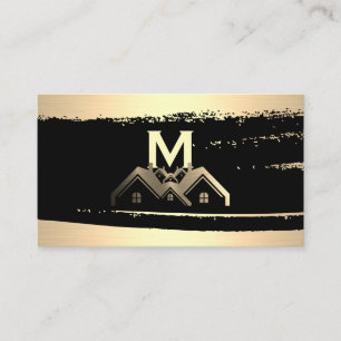 Gold Metallic Homes Logo   Monogram Business Card
