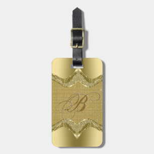 Gold Metallic Look With Diamonds Pattern 2 Luggage Tag