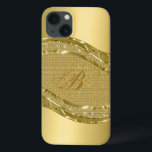 Gold Metallic Look With Diamonds Pattern iPhone 13 Case<br><div class="desc">Gold tones shiny metallic look with diamonds pattern. Custom and optional monogram.</div>