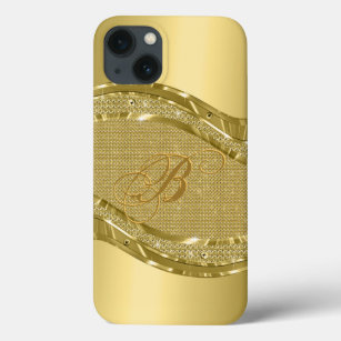 Gold Metallic Look With Diamonds Pattern iPhone 13 Case