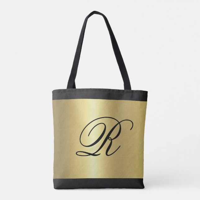 Gold Metallic Look with Monogram Tote Bag (Back)