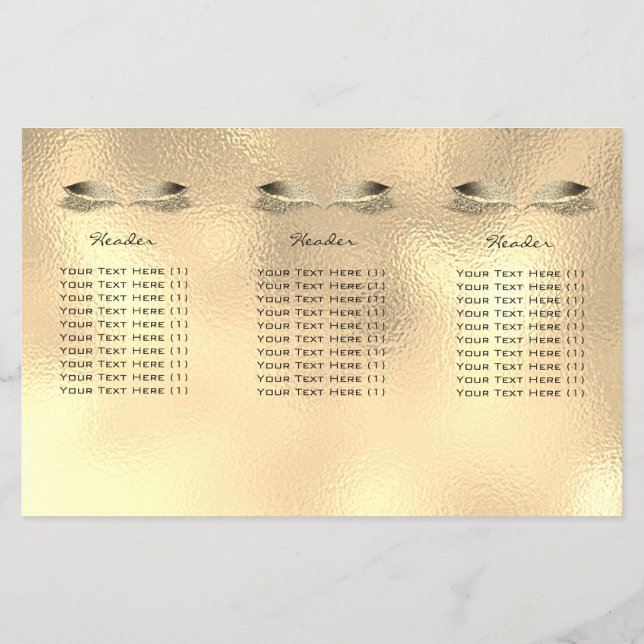 Gold Metallic Makeup Eyes Lashes DL 3 Leaflet Flyer (Back)