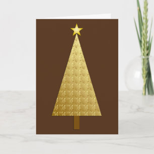 Gold Metallic Modern Christmas Tree Holiday Card