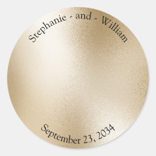 Gold Metallic Modern Elegant Wedding Classic Round Sticker