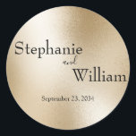 Gold Metallic Modern Elegant Wedding Classic Round Sticker<br><div class="desc">Faux gold metallic with black typography.  Simple and elegant.   Modern.  So beautiful for any season and time of day or evening.  So pretty and stylish.</div>