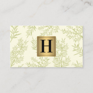 Gold Metallic Monogram   Juniper Branch Business Card