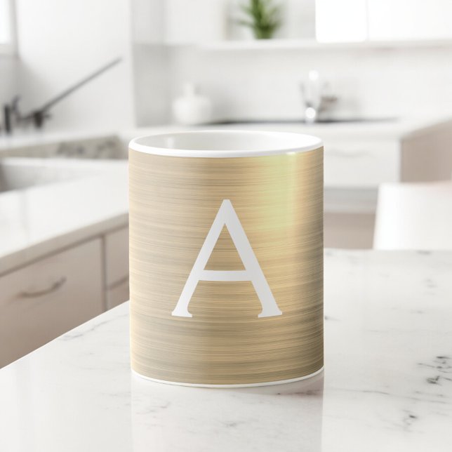 Gold Metallic Monogram Name & Initial Coffee Mug (Creator Uploaded)