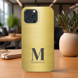 Gold Metallic Monogrammed iPhone 13 Pro Max Case
