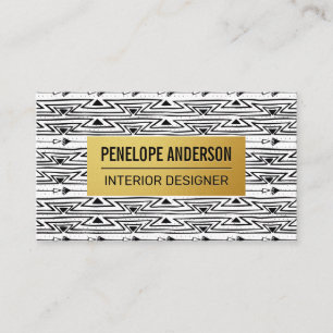Gold Metallic Pattern Bohemian Pattern Business Card
