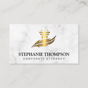 Gold Metallic Pillar and Feather Logo   Law  Appointment Card